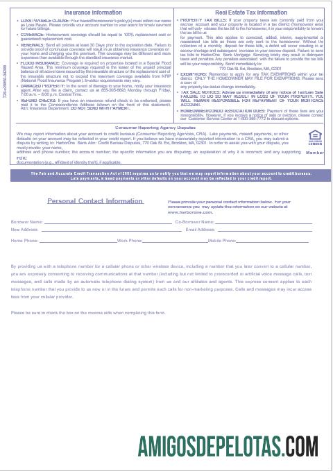 Extrato de hipoteca do USA HarborOne Bank em formatos Word e PDF, 3 páginas 3 exemplo real